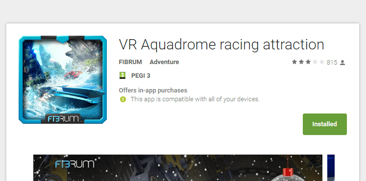 אפליקציית (VR) מציאות מדומה VR Aquadrome racing attraction