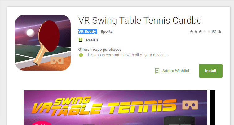 אפליקציית (VR) מציאות מדומה VR Swing Table Tennis