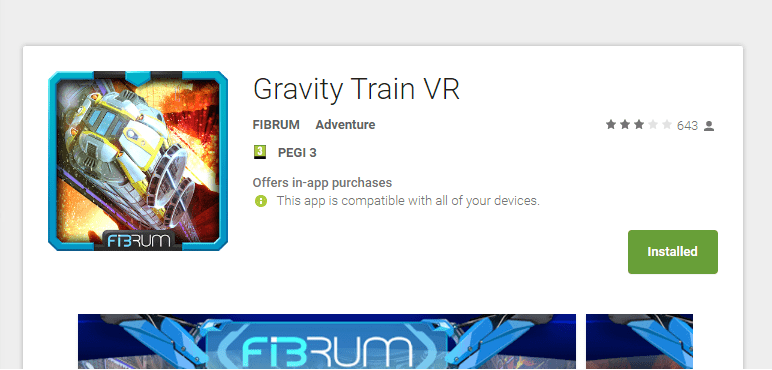 אפליקציית (VR) מציאות מדומה gravity train vr