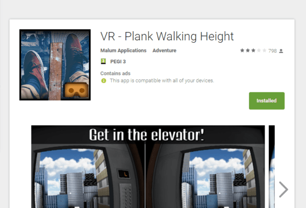 אפליקציית (VR) מציאות מדומה vr plank walking