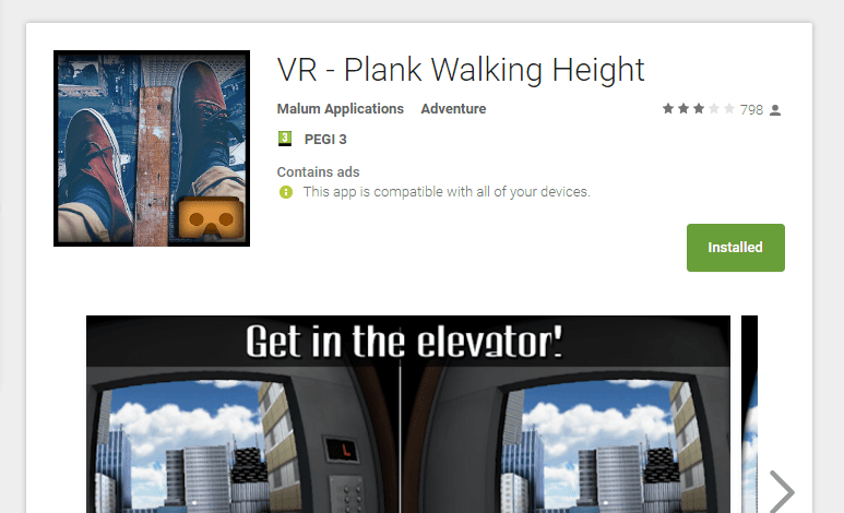 אפליקציית (VR) מציאות מדומה vr plank walking